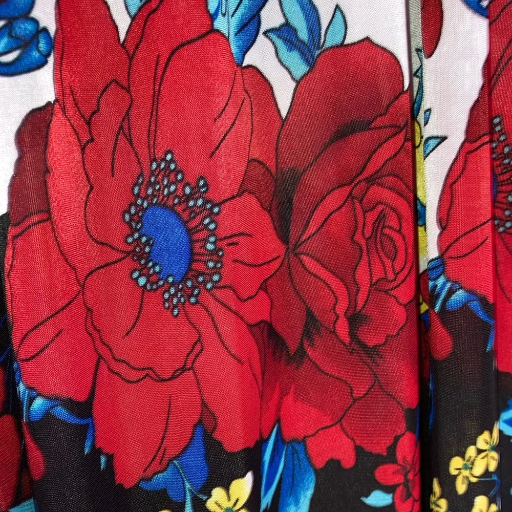 Floral Maxi Dress with Red and Blue Accents - Picture 3 of 4